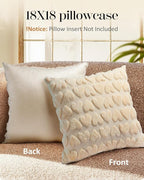 18x18 Throw Pillow Cover - Fluffy Plush Decorative Pillow Cover with Zipper Aesthetic Cute Design Soft Cozy Throw Pillowcase for Living Room Couch Sofa Bed, Beige Heart
