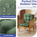 Outdoor Chair Cushions Set of 4, Patio Chair Cushions with Ties, 19x19+5” Tufted Outdoor Seat Cushions, Waterproof Patio Furniture Cushions, Outdoor Dining Chair Pads, Forest Green