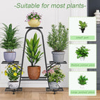 Plant Stand Indoor Outdoor Shelf Metal Holder Pot Rack Multiple Plants Stand Tall 6 Pot Flower Shelf Corner Living Room Garden,Black (Black, 6 Pots)