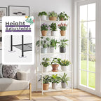 5-Tier Corner Plant Stand, Metal Black Flower Pot Rack, Indoor Outdoor Heavy Duty Shelf (Cream, 5 Tier)