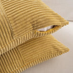 Fancy Homi 2 Packs Mustard Yellow Lumbar Decorative Throw Pillow Covers 16x28 Inch for Living Room Couch Bed, Rustic Farmhouse Boho Home Decor, Soft Striped Corduroy Rectangle Accent Cushion Case