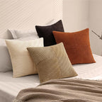 MIULEE Brown Beige Throw Pillow Covers 18x18 Inch Set of 4 Boho Farmhouse Cushion Cases for Livingroom Couch Bed Soft Corduroy Pillow Cases with Invisible Zipper Home Decor