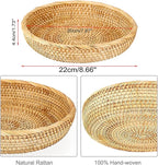 Hipiwe Small Round Keys Basket Bowl for Entryway 8.6" Hand-woven Wicker Storage Basket Rattan Decorative Basket Fruit Candy Cake Food Serving Baskets Tray for Keys, Wallet, Cell Phone