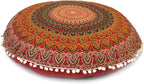 Large Round seat Floor Cushion Chair Ottoman Cover Pouf Pillow Meditation Floor Cushions for Adults Seating pouffe Ottoman Throw Covers Craft Room Furniture Sitting Cover 22 Inches Red Yellow