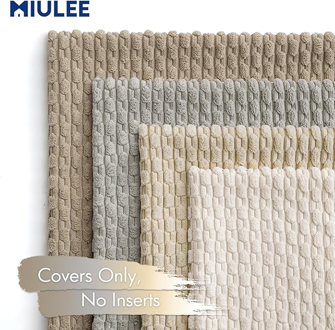 MIULEE Neutral Harmony Decorative Throw Pillow Covers for Couch Bed Living Room 18x18 Inch Set of 4 Modern Cushion Covers Soft Corduroy Pillowcases Western Home Decor Gradient Series