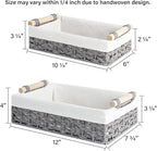StorageWorks Storage Basket for Organizing, Small Wicker Baskets with Natural Fiber Liner, Toilet Paper Storage Basket for Countertop, Toilet Tank Top, Grey, Set of 2