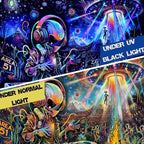 Galoker Blacklight Alien UFO Tapestry Trippy Galaxy Planet Tapestry UV Reactive Funny DJ Music Wall Tapestries Plant Cactus Tapestries Wall Hanging for Home Decor(51.2"x59.1")