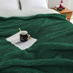 HORIMOTE HOME Ultra Soft Sherpa Throw Blanket with Pompom Fringe, Lightweight Plush Boho Throw Blanket for Couch, Sofa, Bedroom,Travel, Christmas Decor, Warm Blanket for Winter, 50"x60", Green