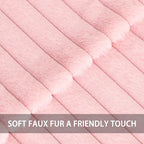 Pack of 2 Faux Fur Christmas Throw Pillow Covers 12x20 Inch, Soft Plush Striped Neutral Couch Pillow Cover, with Velvet Back Modern Home Decor for Sofa Living Room Couch Bed Pink