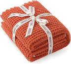 Snuggle Sac Orange Waffle Throw Blanket for Couch Bed Sofa 50x60 inches, Reversible Blanket Microfiber Fluffy Fuzzy Cozy Knit Soft Throws for Women Mothers Birthday Gifts