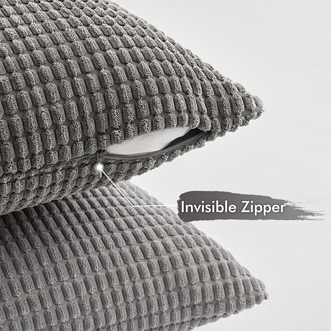 MIULEE Timeless Neutral Pillow Covers 20x20 Inch Set of 4 Mid Century Modern Grey Throw Pillows Rustic Corduroy Couch Pillowcases Nordic Home Decor for Sofa Living Room Bed