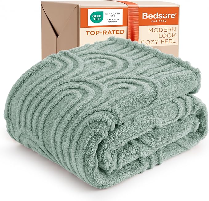 Bedsure GentleSoft Sage Green Throw Blankets for Couch - Super Soft Cozy Spring Blankets for Women, Cute Fluffy Fleece Throw for Girls, Ideal for Room Home Spring Decor, 50x60 Inches