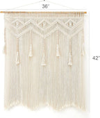 Mkono Macrame Wall Hanging Large Boho Decor Woven Wall Tapestry Chic Art Tassel Christmas Decoration for Backdrop over Bed Bedroom Nursery Dorm Classroom, Including Hanging Rod, 33''W x 42''H