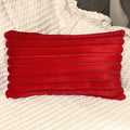1 Pack 12x20 Pillow Cover Velvet Pillow Covers, Faux Fur Oblong Throw Pillow Covers for Living Room Decorations Throw Pillow Case, Throw Pillow Cover Cushion Cover for Home Sofa Bedroom Car, Red
