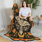 Lifeel Orange Moth Throw Blanket, Retro Boho Flower Butterfly Sun Moon Star Aesthetic Cozy Decor Nap Blankets Gift Sofa Bed Couch Chair or Dorm Throws 50×60 inches