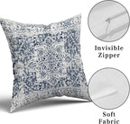 Navy Blue Grey Ethnic Boho Throw Pillow Covers 24x24 Inch Decorative Bohemian Carpet Pattern Vintage Gray Pillow Cases Rustic Cushion Covers Farmhouse Home Decor For Sofa Couch Outdoor Set of 2