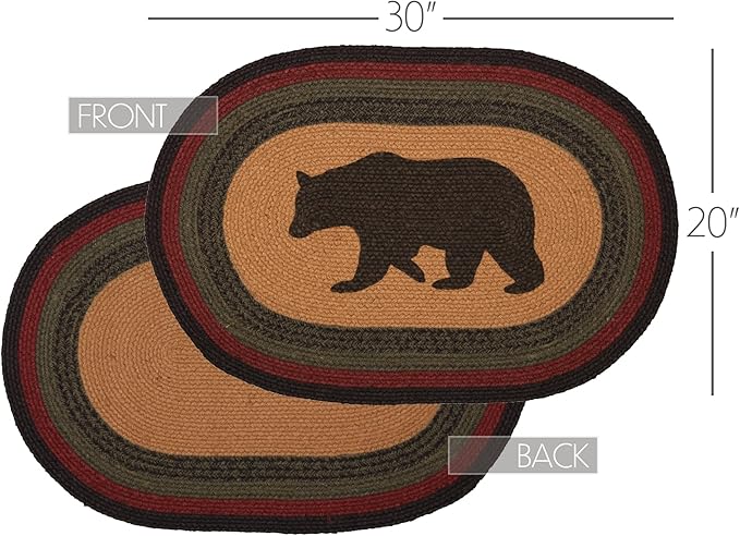 VHC Brands Wyatt Stenciled Bear Jute Rug Oval 20x30