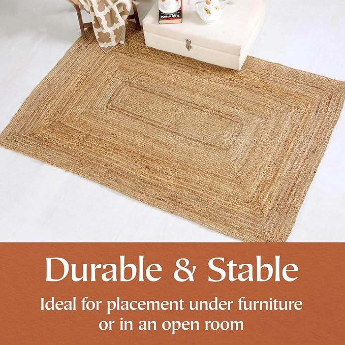 MDS Pack of 1 Handwoven Braided Jute Area Rug 2x4 Rectangular - 100% Natural Burlap Reversible Accent Rugs for Home Decor, Living Room, Doormat, Kitchen, Entryway Rug, Rustic, Farmhouse (2'x4')