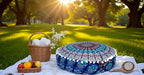 INDIAN CRAFT CASTLE ICC Mandala Barmeri Large Floor Pillow Cover Cushion Meditation Seating Ottoman Throw Cover Hippie Decorative Zipped Bohemian Pouf Ottoman Cases Blue Ombre 24" Round