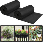 Riare 16x120 Inch Black Felt Planter Liner Roll- 2 Rolls Non-Woven Fabric Planter Liner for Outdoor Plants, Coco Liner Roll Alternative Basket Planter Liner for Planters Hanging Basket Window Box