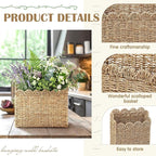 2 Pack Scalloped Seagrass Basket for Organizing Woven Wall Baskets for Front Door Mail Flowers Books Accessories Boho Rustic Farmhouse Wall Decor