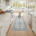 Area Rugs 2'6''x5' Runner Rug Non Slip Washable for Kitchen Hallway Bedroom Beside Laundry Room Bathroom Rug, Floor Carpet, Light Blue Navy Beige Gray White
