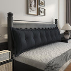 Johnear Bolster Pillow Headboard Backrest Pillow Velvet Large Daybed Cushion Lumber Back Pad Support Positioning Sofa Bed Rest Reading Pillow （Black, 76 x 3 x 20 inches）