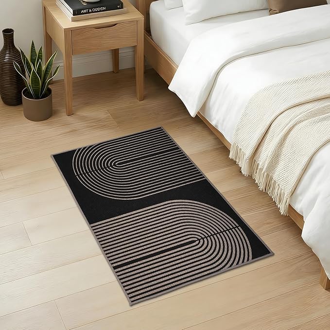 GarveeHome Modern Rainbow Easy Jute Rug, 2x3 Entryway Rug Indoor Outdoor Front Door Mat Neutral Non Slip Non Shedding Washable Farmhouse Kitchen Mat