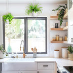 Hanging Planters for Indoor Plants, 2 Set Self Watering Hanging Flower Pots, Modern Hanging Plant Baskets with Metal Plant Holder & 6.5 Inch Plastic Pots for Garden Home Decor (Gold Frame White Pot)