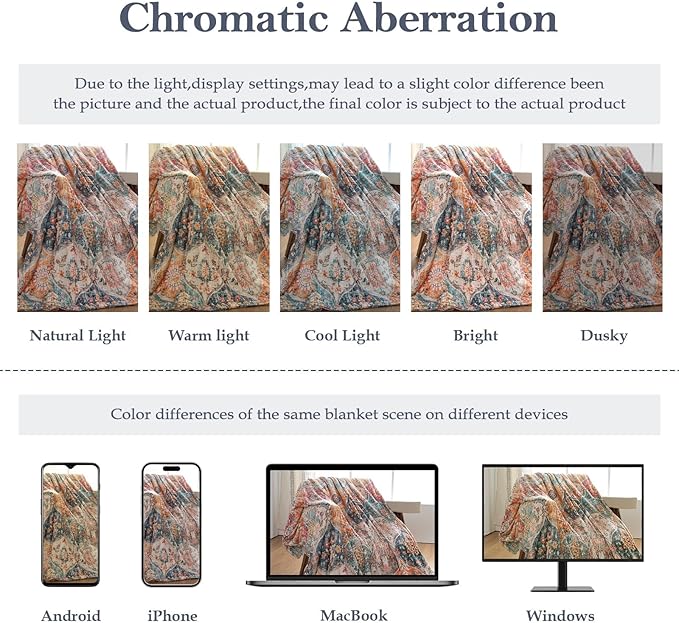 Lahome Rerto Fleece Blanket for Women Boho Bedroom Decor, Small Throw Blanket for Couch Bed Chair Cover, Decorative Fleece Blanket Throws Mom Gift Vintage Home Decor, Bohemian Colorful 50x60
