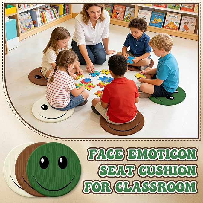 3PCS Floor Cushions for Classroom 16 Inch Smiley Face Floor Pillows Round Throw Pillows Face Emoticon Seat Cushion Cute Plush Pillow Chair Pads for Couch Bed Sofa Home Bedroom Dorm Decorations