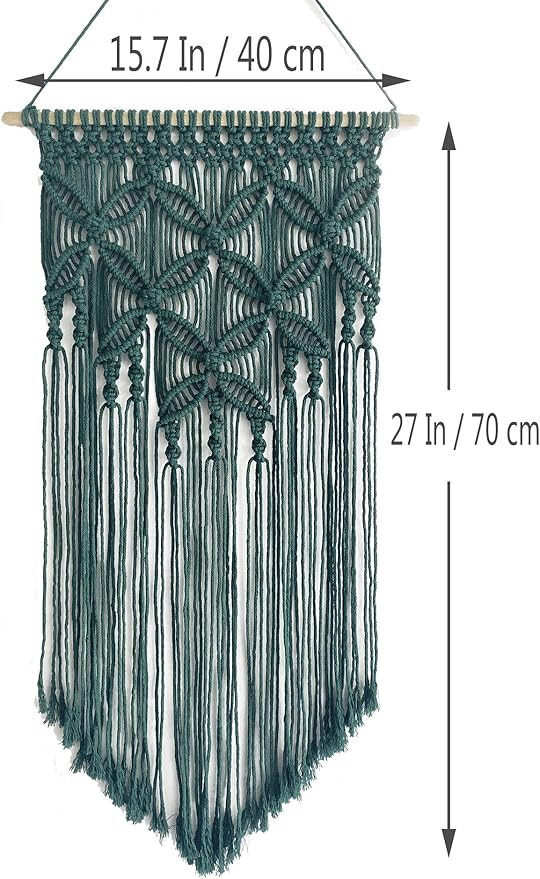 Winterdemoon Handmade Cotton Home Decor Macrame Wall Hanging Deep Green