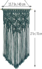 Winterdemoon Handmade Cotton Home Decor Macrame Wall Hanging Deep Green