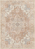 GENIMO 6x9 Area Rugs for Living Room, Machine Washable Non Slip Rugs, Low Pile Lightweight Vintage Print Rug for Bedroom, Dining Room, Home Office, Warm Orange