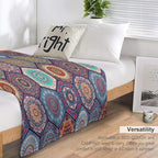 Boho Floral Throw Blanket Vintage Bohemian Flower Patterned Blanket for Sofa Bed Couch Chair Or Dorm 70"x80"
