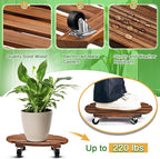 Taiyin 2 Pack 16 Inch Wooden Plant Stand with Lockable Wheels 220 Lbs Heavy Duty Plant Roller with Casters for Outdoor Indoor