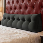 WOWMAX 80% Cotton & 20% Linen Blend Headboard Pillow – California King Size Reading Wedge Backrest for Bed, Handmade Firm Support Bolster Cushion with Removable Cover, Premium Bed Rest Pillow, Black
