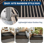 GarveeHome Modern Rainbow Easy Jute Rug 5x7, Washable Area Rugs for Living Room Farmhouse Dining Room, Contemporary Natural Non Slip Non Shedding Floor Carpet for Office RV Patio