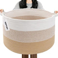 65L Large Blanket Basket,19.7" L x 19.7" W x 13" H Rope Woven Baskets with Handles, Toys Storage Bins,Laundry Basket Perfect for Living Room, Nursery,Bedroom,Home Organization,Yellow