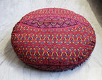 CRAFT KALA Mandala Floor Pillow Cushion Cover Seating Throw Cover Hippie Decorative Bohemian Ottoman Poufs Pom Pom Pillow Cases Boho Indian Cotton Living Room Home Décor 35" Round New Orange Ombre