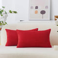 Home Brilliant Red Pillow Covers 12x20 Throw Pillows for Couch Pack of 2 Striped Corduroy Lumbar Rectangle Indoor Pillow Cover Holiday Bench Sofa Couch, 12 x 20 inch, Red