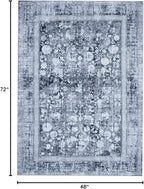 Area Rug 4×6, Vintage Boho Rug,Ultra-Soft Low Pile, Washable, Non Slip,Stain Resistant Printed Carpet for Living Room Bedrooms Playroom Office Kitchen, Stone/Blue