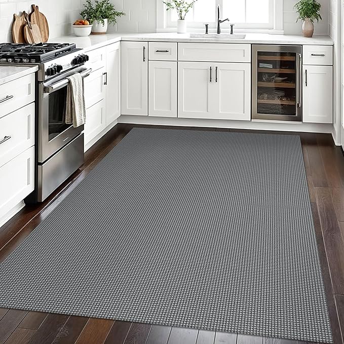 EARTHALL Woven Area Rugs 5x7 Ft Washable Living Room Rugs Non Slip Rubber Backed Dining Room Rug Braided Bedroom Rugs Indoor Floor Carpet for Living Room, Bedroom, Dining Room, Dark Gray