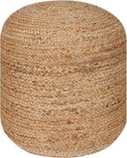 Palisa Ottoman Jute Pouf Handmade Knitted Poof Bean Bag Filling | Boho Pouffe for Living Room & Bedroom | Foot Rest Poufs for Office Home Decor (Natural, 16" D x 16" W x 18" H)