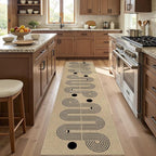 Kitchen Runner Rugs for Hallway, 2x8 Washable Farmhouse Non Slip Outdoor Runners Rug for Bedroom Porch Laundry Bathroom Geometric Brown
