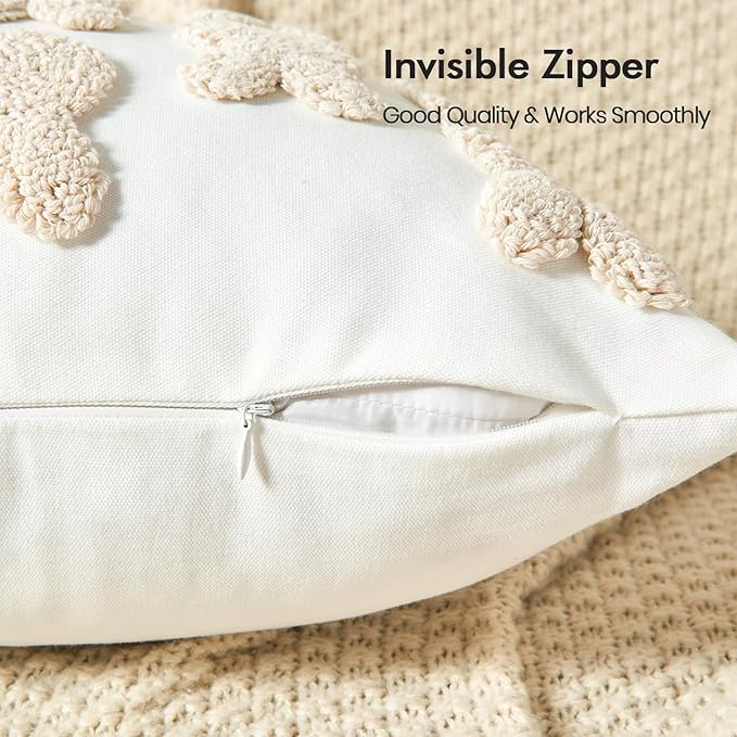lifein 18x18 Pillow Covers-Throw Pillow Cover Tufted Boho Jacquard Pillow Covers Farmhouse Decorative Pillow Cover Pillow Cases for Gift Couch Sofa Bed Chair Living Room Home Decor