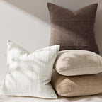 Woaboy Linen Check Throw Pillow Covers Brown Farmhouse Modern Boho Vintage 20x20 Inch Set of 2 Decorative Cushion Covers for Sofa Couch Bedroom Living Room Home Decor