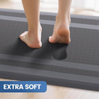 KitchenClouds [2 PCS] Kitchen Rugs Cushioned Anti-Fatigue Kitchen Mats for Floor Waterproof Kitchen Rug Set Non-Slip Comfort Standing Mat for Office, Sink, Laundry 20"×30"+20"×60", Grey