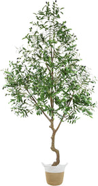 8ft Artificial Olive Tree, 96” Tall Fake Plant with Basket, Indoor Outdoor Faux Large Olive Silk Tree for Home Office Living Room Decor (2400 Leaves)