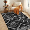 Area Rug 3x4 Rug Machine Washable Non-Slip Low Pile Print Pattern Western Rug for Living Room Bedroom Entryway Tribal Series-Black